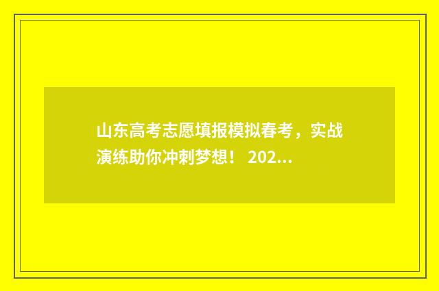 山东高考志愿填报模拟春考,实战演练助你冲刺梦想! 2024年高考志愿填报卡