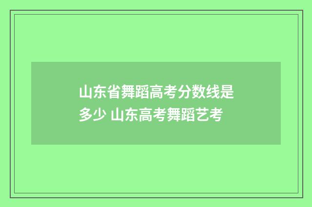 山东省舞蹈高考分数线是多少 山东高考舞蹈艺考