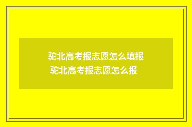 驼北高考报志愿怎么填报 驼北高考报志愿怎么报