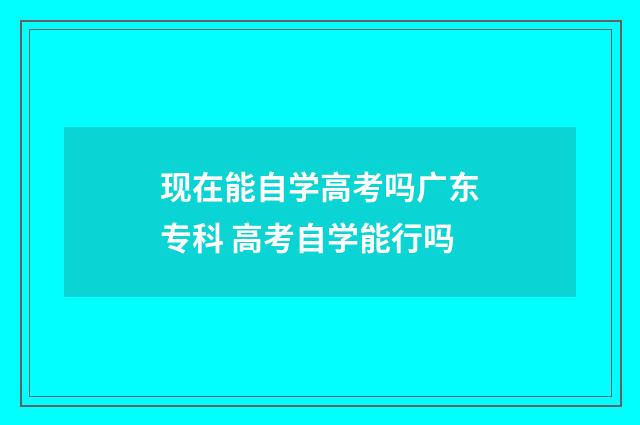 现在能自学高考吗广东专科 高考自学能行吗