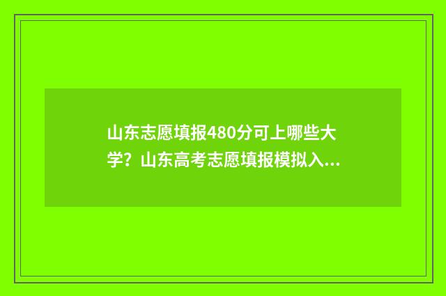 山东志愿填报480分可上哪些大学?山东高考志愿填报模拟入口 山东志愿填报时间