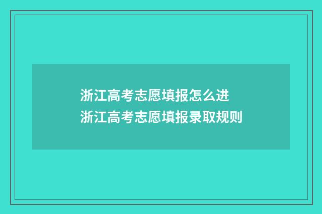 浙江高考志愿填报怎么进 浙江高考志愿填报录取规则