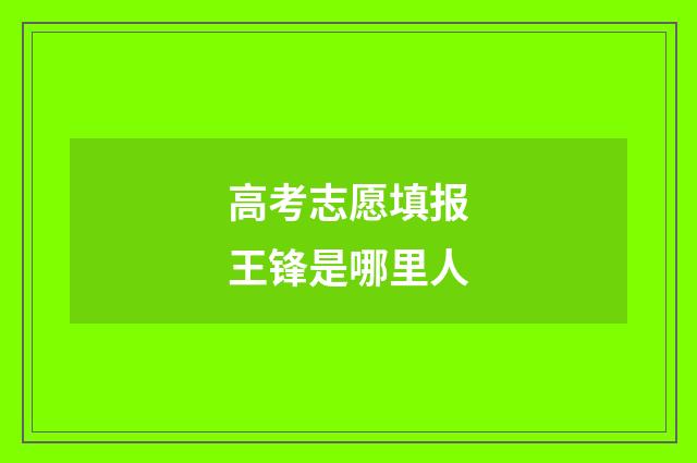 高考志愿填报王锋是哪里人