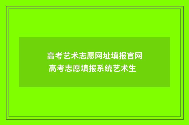 高考艺术志愿网址填报官网 高考志愿填报系统艺术生