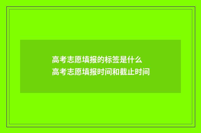 高考志愿填报的标签是什么 高考志愿填报时间和截止时间