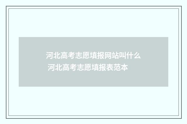河北高考志愿填报网站叫什么 河北高考志愿填报表范本