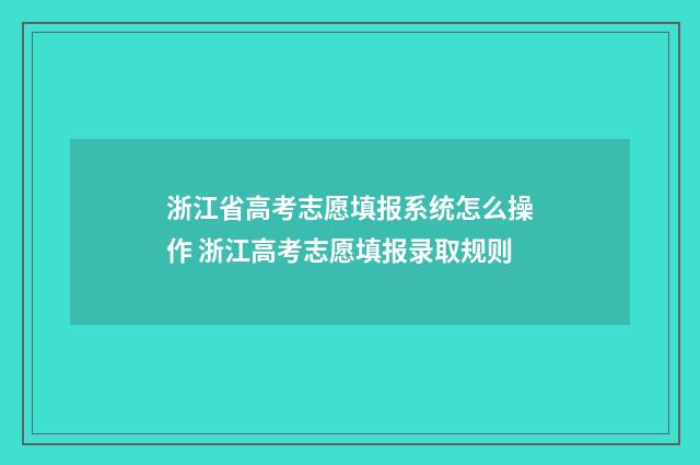 浙江省高考志愿填报系统怎么操作 浙江高考志愿填报录取规则
