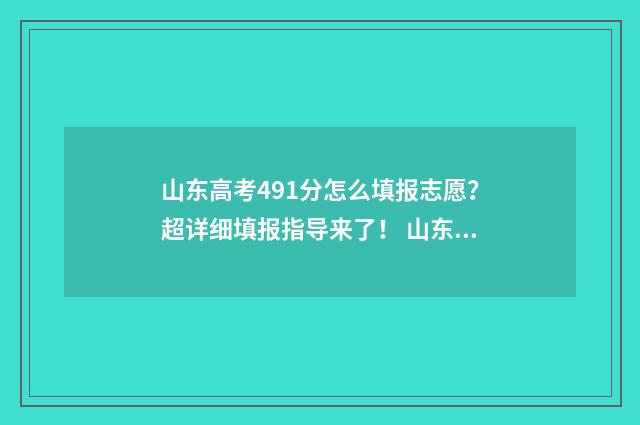 山东高考491分怎么填报志愿？超详细填报指导来了！ 山东高考491分怎么算的