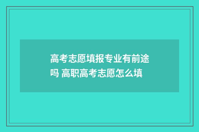 高考志愿填报专业有前途吗 高职高考志愿怎么填