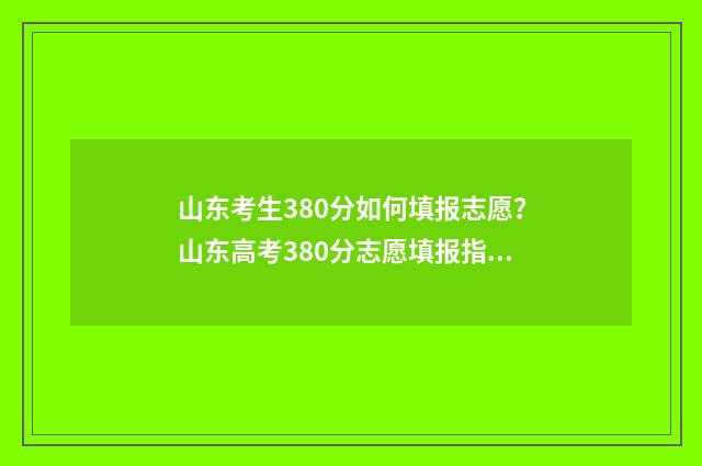 山东考生380分如何填报志愿?山东高考380分志愿填报指南 山东高考380分报考