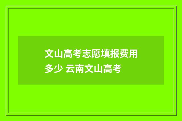 文山高考志愿填报费用多少 云南文山高考
