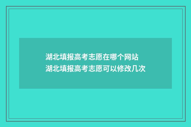 湖北填报高考志愿在哪个网站 湖北填报高考志愿可以修改几次