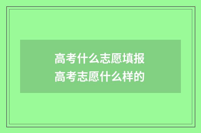高考什么志愿填报 高考志愿什么样的