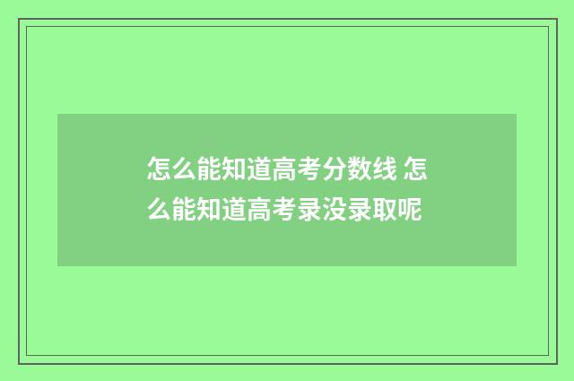 怎么能知道高考分数线 怎么能知道高考录没录取呢