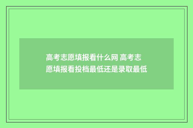 高考志愿填报看什么网 高考志愿填报看投档最低还是录取最低