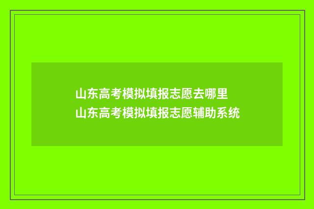 山东高考模拟填报志愿去哪里 山东高考模拟填报志愿辅助系统