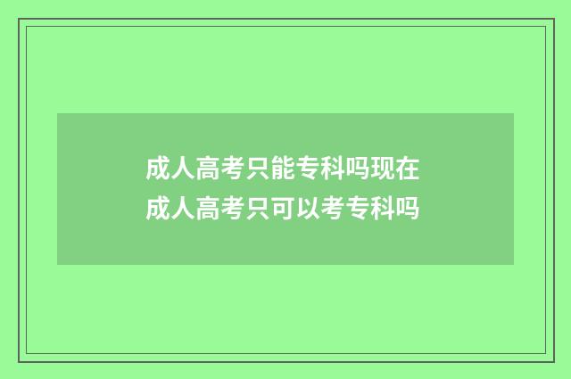 成人高考只能专科吗现在 成人高考只可以考专科吗