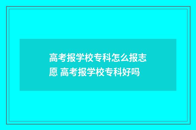 高考报学校专科怎么报志愿 高考报学校专科好吗