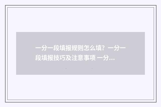 一分一段填报规则怎么填?一分一段填报技巧及注意事项 一分一段表怎么参考
