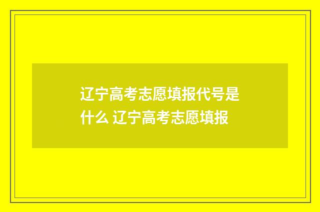 辽宁高考志愿填报代号是什么 辽宁高考志愿填报