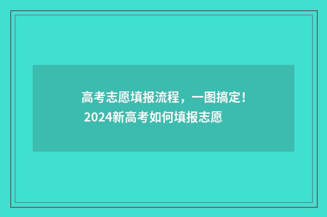 高考志愿填报流程，一图搞定！ 2024新高考如何填报志愿