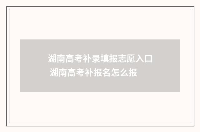 湖南高考补录填报志愿入口 湖南高考补报名怎么报