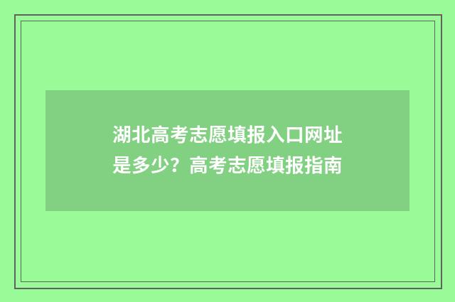 湖北高考志愿填报入口网址是多少？高考志愿填报指南