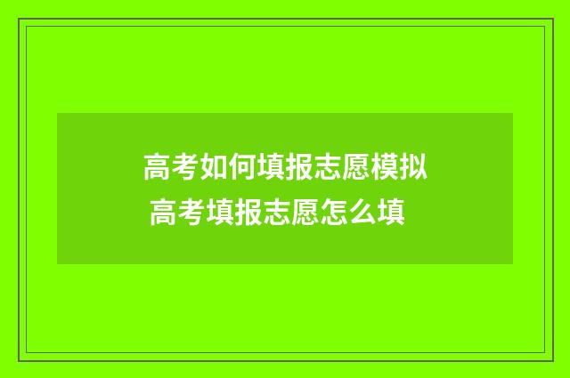 高考如何填报志愿模拟 高考填报志愿怎么填