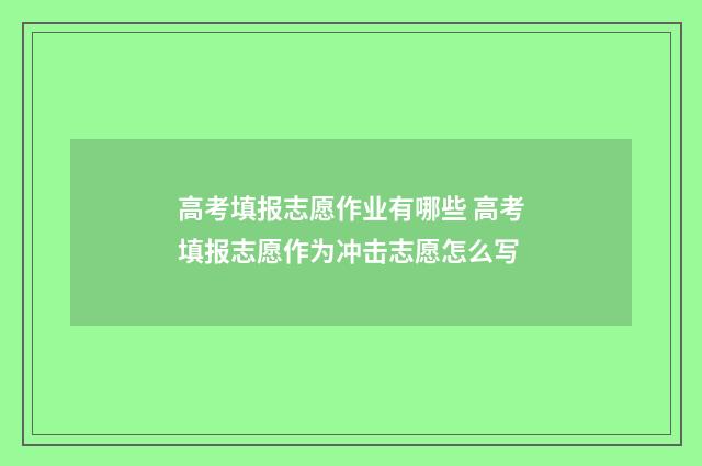 高考填报志愿作业有哪些 高考填报志愿作为冲击志愿怎么写
