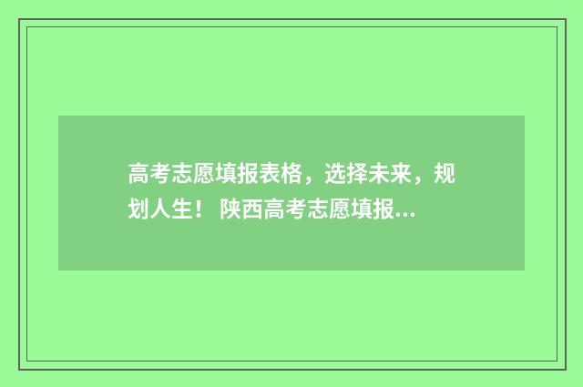 高考志愿填报表格，选择未来，规划人生！ 陕西高考志愿填报表