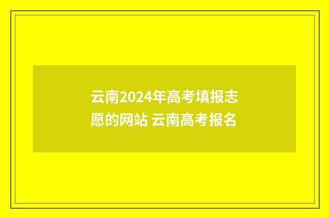 云南2024年高考填报志愿的网站 云南高考报名