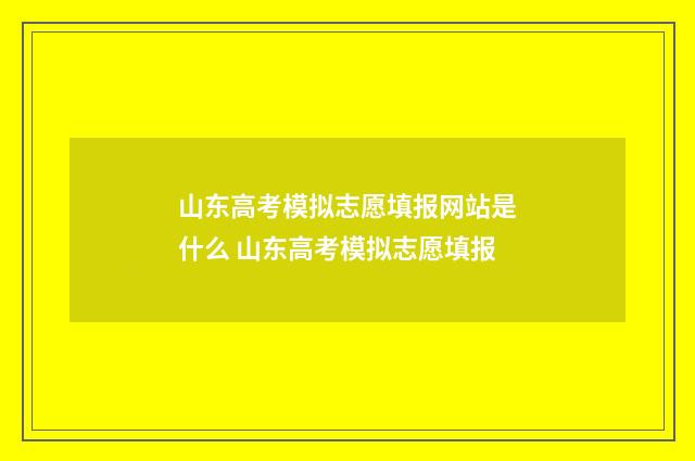 山东高考模拟志愿填报网站是什么 山东高考模拟志愿填报