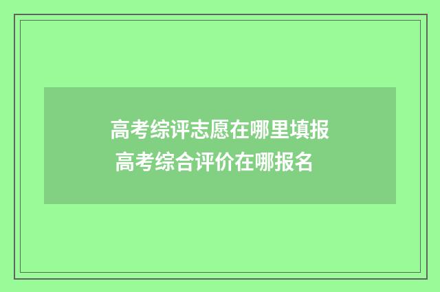 高考综评志愿在哪里填报 高考综合评价在哪报名