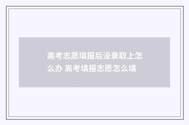 高考志愿填报后没录取上怎么办 高考填报志愿怎么填