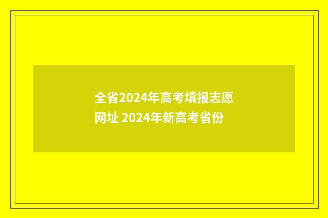 全省2024年高考填报志愿网址 2024年新高考省份
