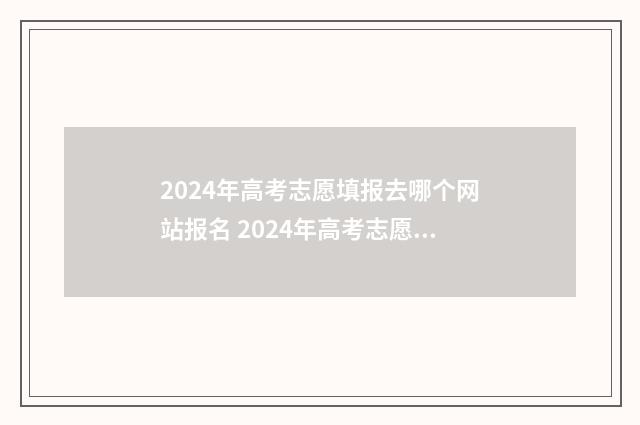 2024年高考志愿填报去哪个网站报名 2024年高考志愿填报指南书