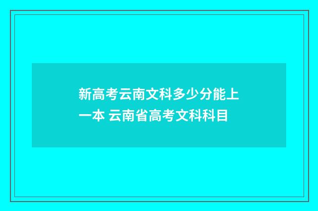 新高考云南文科多少分能上一本 云南省高考文科科目