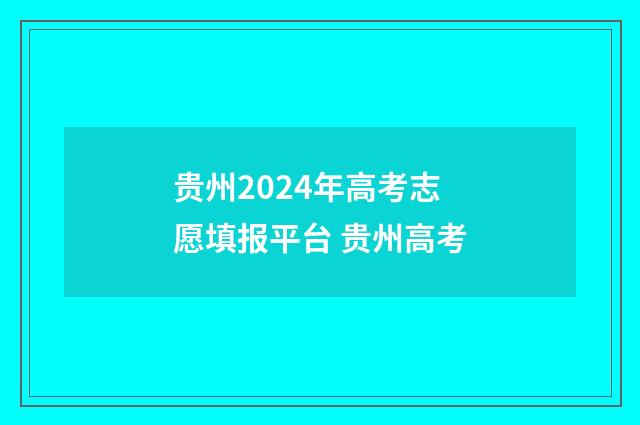贵州2024年高考志愿填报平台 贵州高考