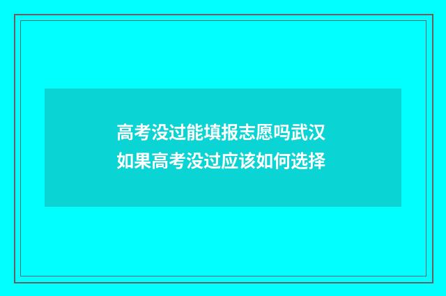 高考没过能填报志愿吗武汉 如果高考没过应该如何选择
