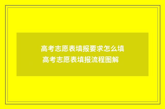 高考志愿表填报要求怎么填 高考志愿表填报流程图解