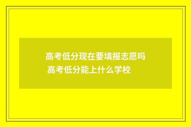 高考低分现在要填报志愿吗 高考低分能上什么学校