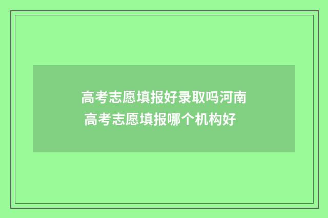 高考志愿填报好录取吗河南 高考志愿填报哪个机构好