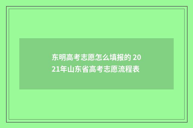 东明高考志愿怎么填报的 2021年山东省高考志愿流程表