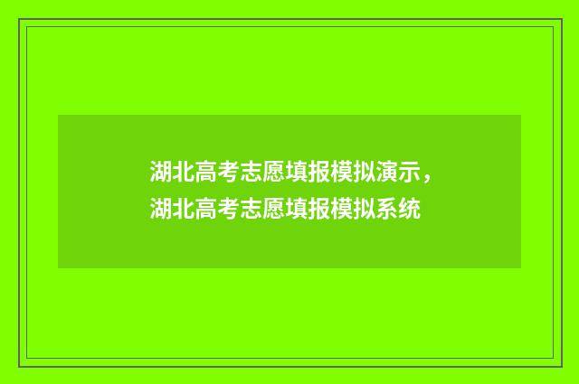 湖北高考志愿填报模拟演示，湖北高考志愿填报模拟系统