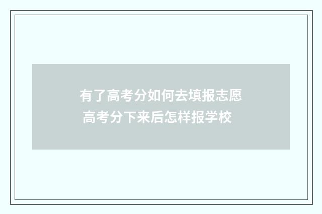 有了高考分如何去填报志愿 高考分下来后怎样报学校