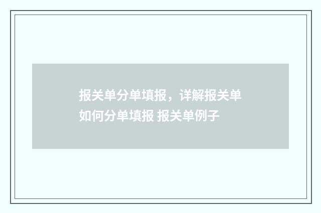 报关单分单填报，详解报关单如何分单填报 报关单例子
