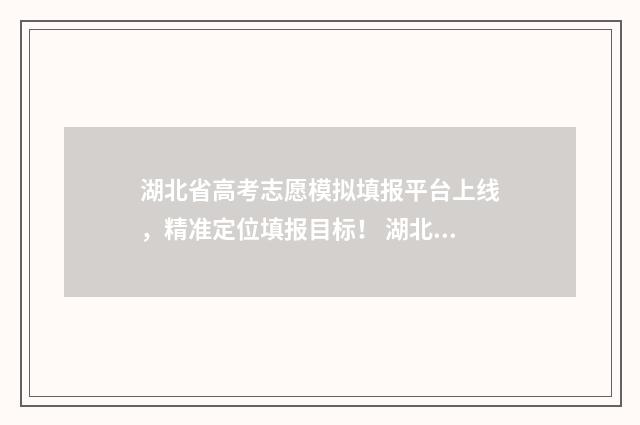 湖北省高考志愿模拟填报平台上线,精准定位填报目标! 湖北省高考志愿填报规则