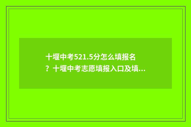 十堰中考521.5分怎么填报名？十堰中考志愿填报入口及填报指南 十堰中考多少分
