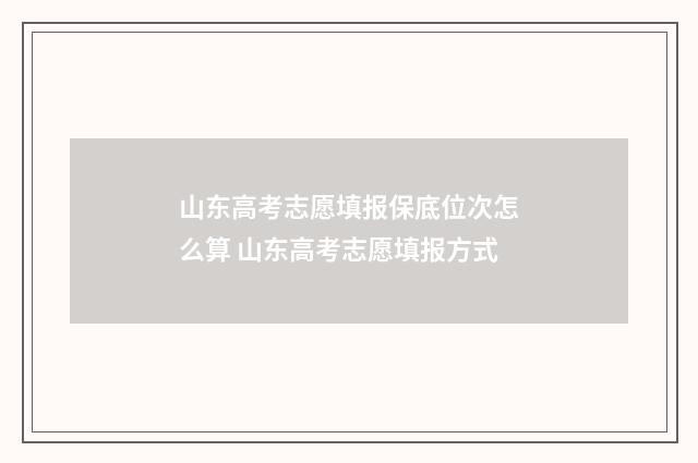 山东高考志愿填报保底位次怎么算 山东高考志愿填报方式