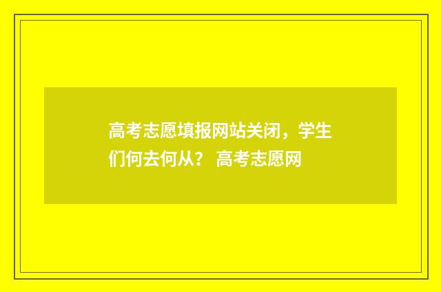 高考志愿填报网站关闭,学生们何去何从? 高考志愿网